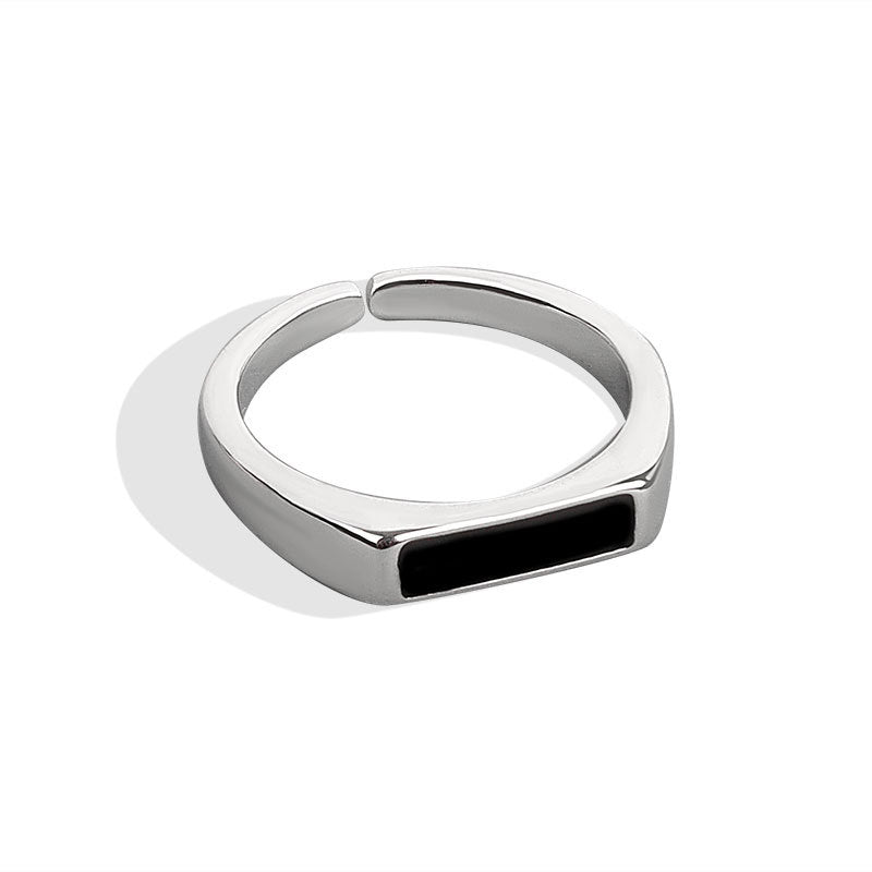 Sterling Silver Geo Black Ring