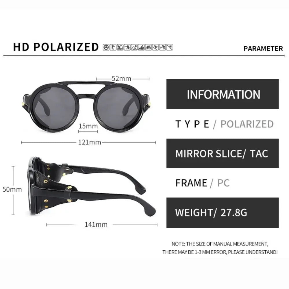 Fashion Sun-Protective Round Sunglasses Punk Outdoor Eyewear Driving Glasses Black Shades Riding Goggles