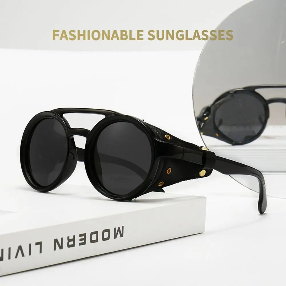 Fashion Sun-Protective Round Sunglasses Punk Outdoor Eyewear Driving Glasses Black Shades Riding Goggles