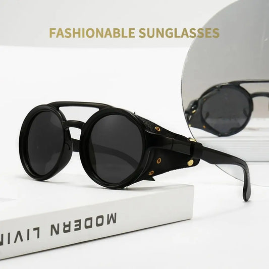 Fashion Sun-Protective Round Sunglasses Punk Outdoor Eyewear Driving Glasses Black Shades Riding Goggles