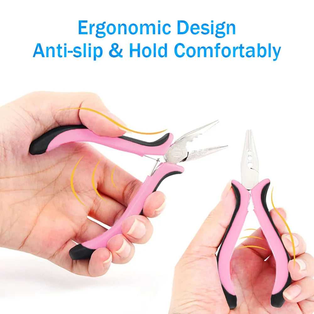 3 Holes Mini Plier For Micro Nano Ring/Links Feather Hair Extensions opener and Removal Tool Hair Pliers Extension Tongs Tools