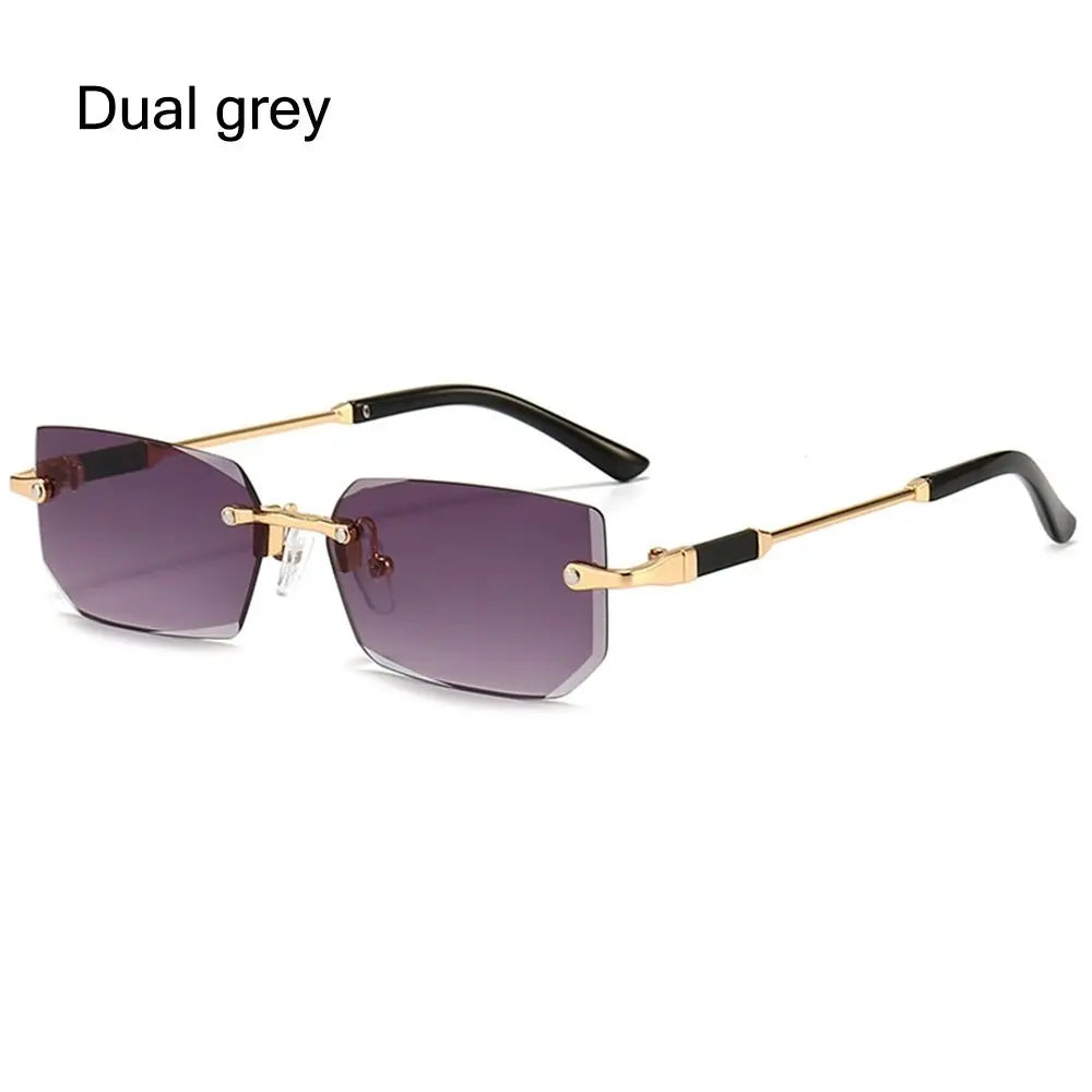 Y2K Shades Eyewear Rimless Rectangle Sunglasses for Women & Men Frameless Sun Glasses UV400 Protection Fashion Accessory