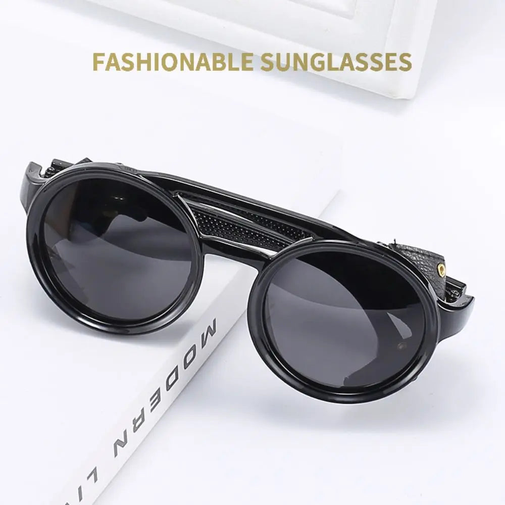 Fashion Sun-Protective Round Sunglasses Punk Outdoor Eyewear Driving Glasses Black Shades Riding Goggles